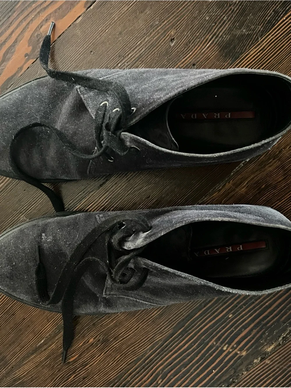 Prada Men's Blue Suede Chukka Boots
